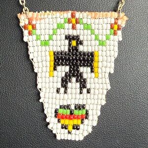 Handcrafted Vintage Beaded Necklace with Eagle Design